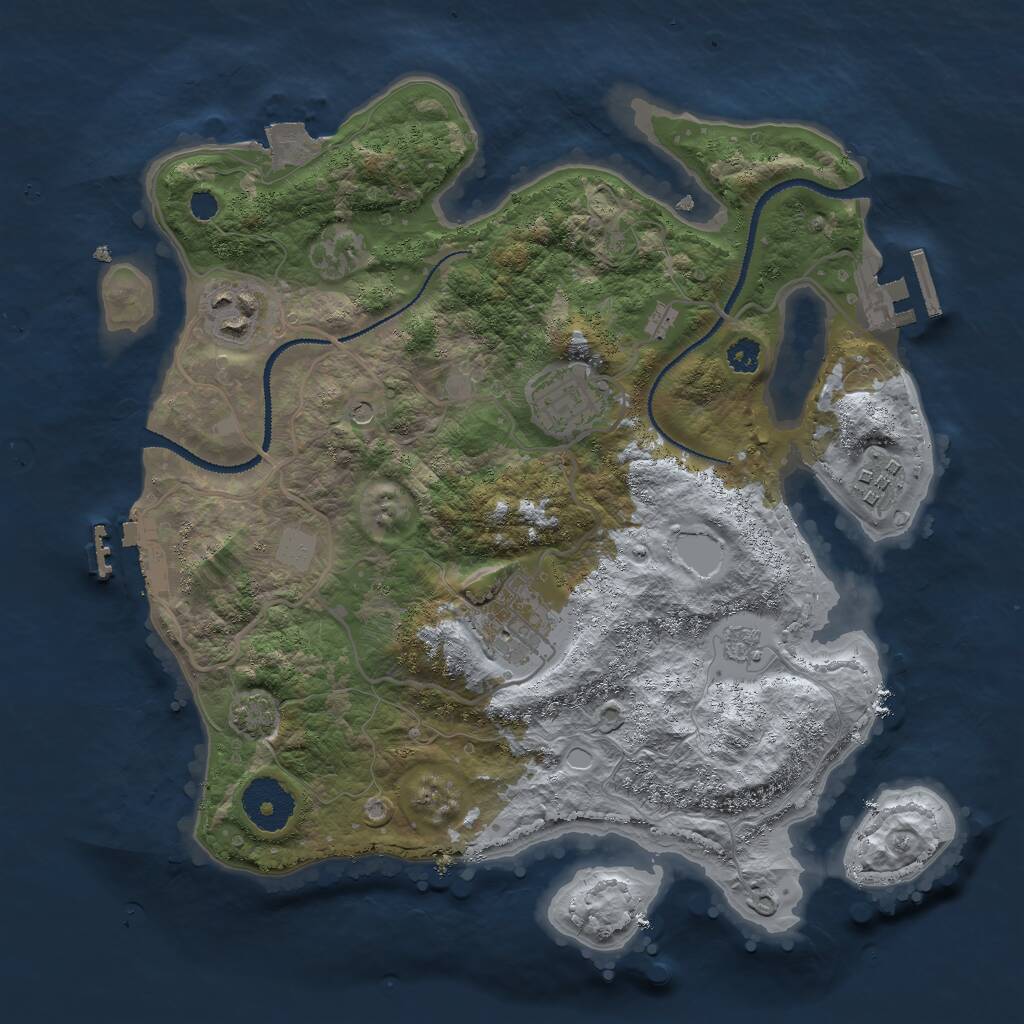 Rust Map: Procedural Map, Size: 3000, Seed: 142196, 10 Monuments