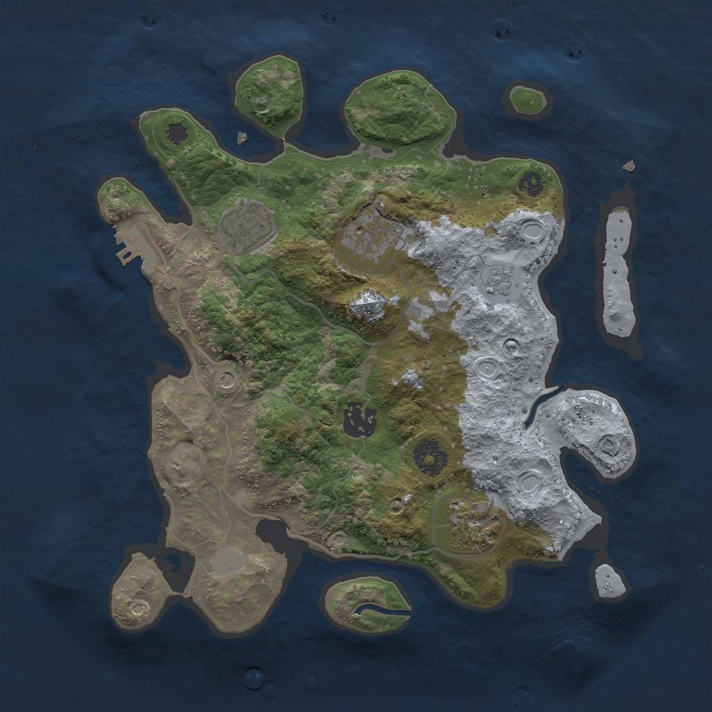 Rust Map: Procedural Map, Size: 3000, Seed: 236920, 10 Monuments