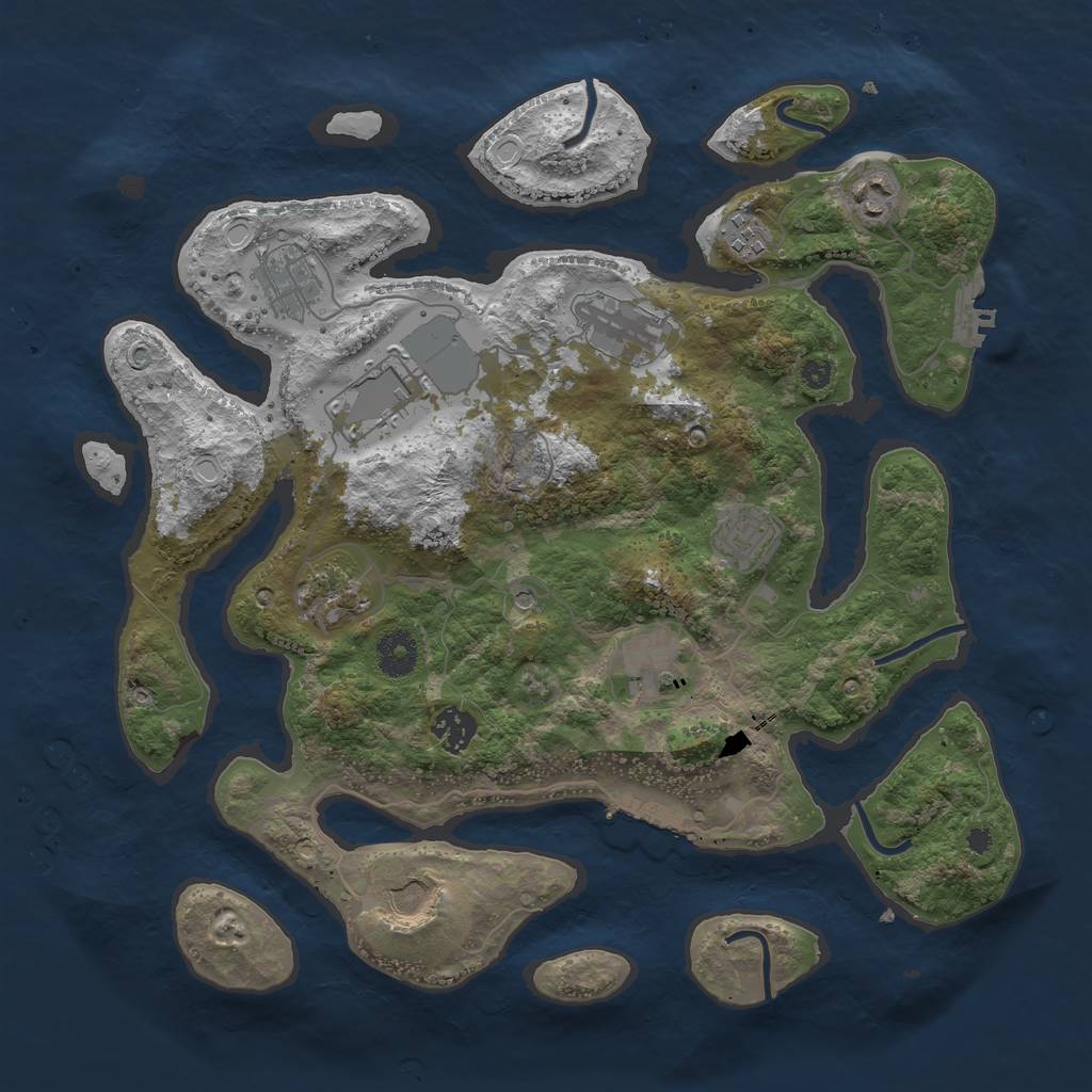 Rust Map: Procedural Map, Size: 3700, Seed: 7393, 21 Monuments