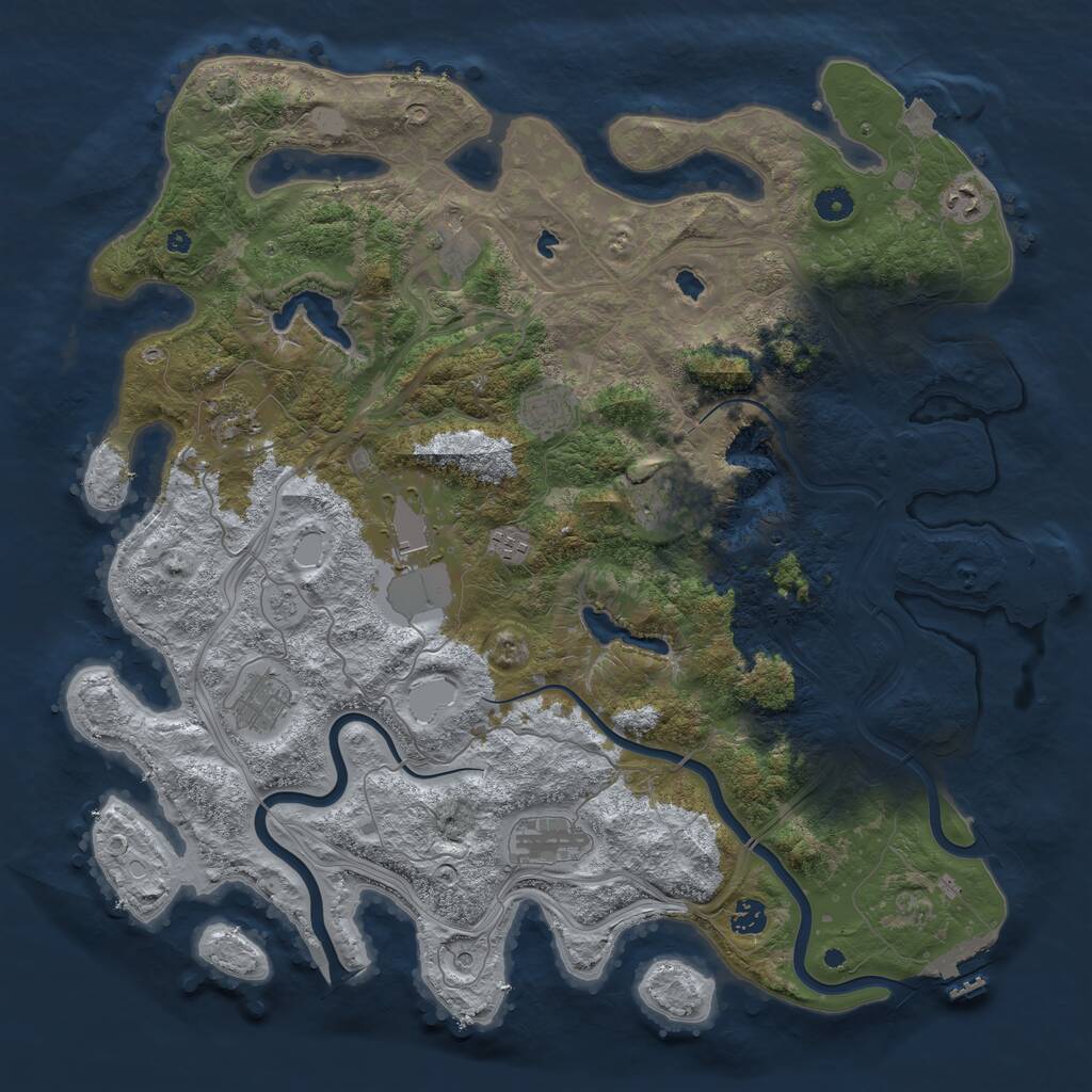 Rust Map: Procedural Map, Size: 4500, Seed: 1260409389, 16 Monuments