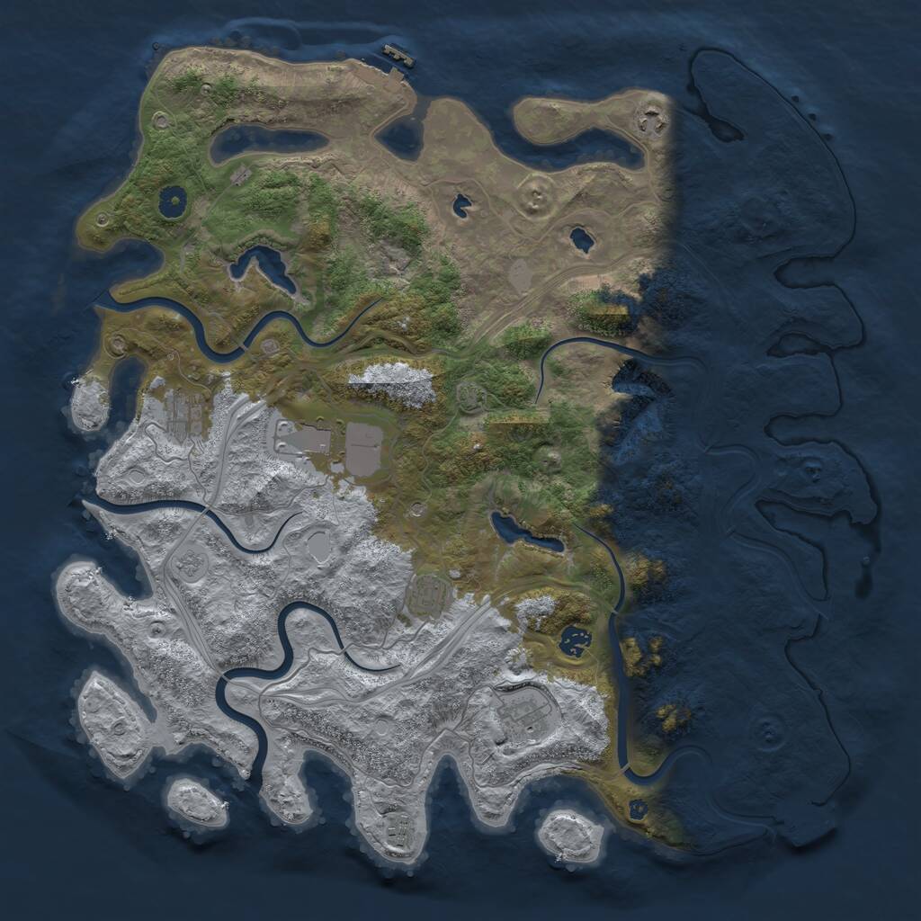 Rust Map: Procedural Map, Size: 4500, Seed: 1260409389, 13 Monuments