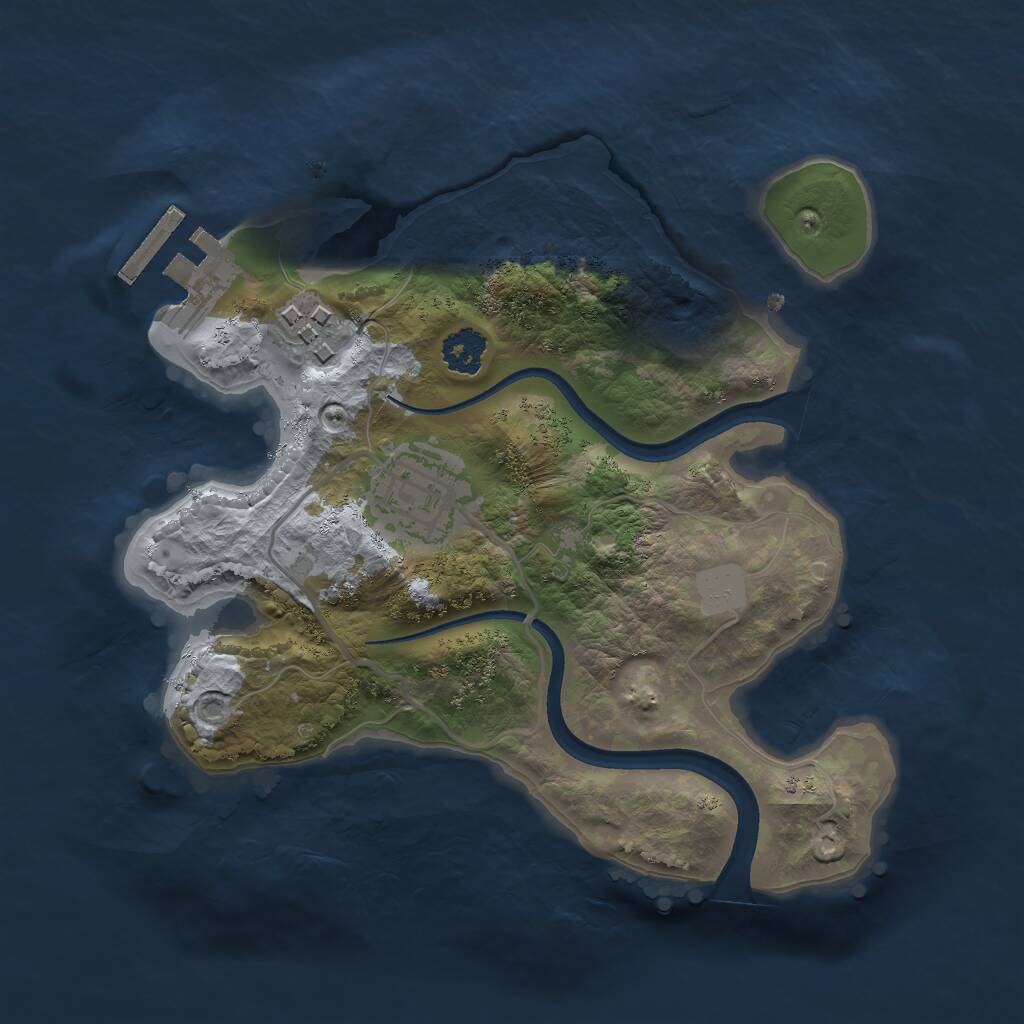 Rust Map: Procedural Map, Size: 2300, Seed: 575737, 4 Monuments