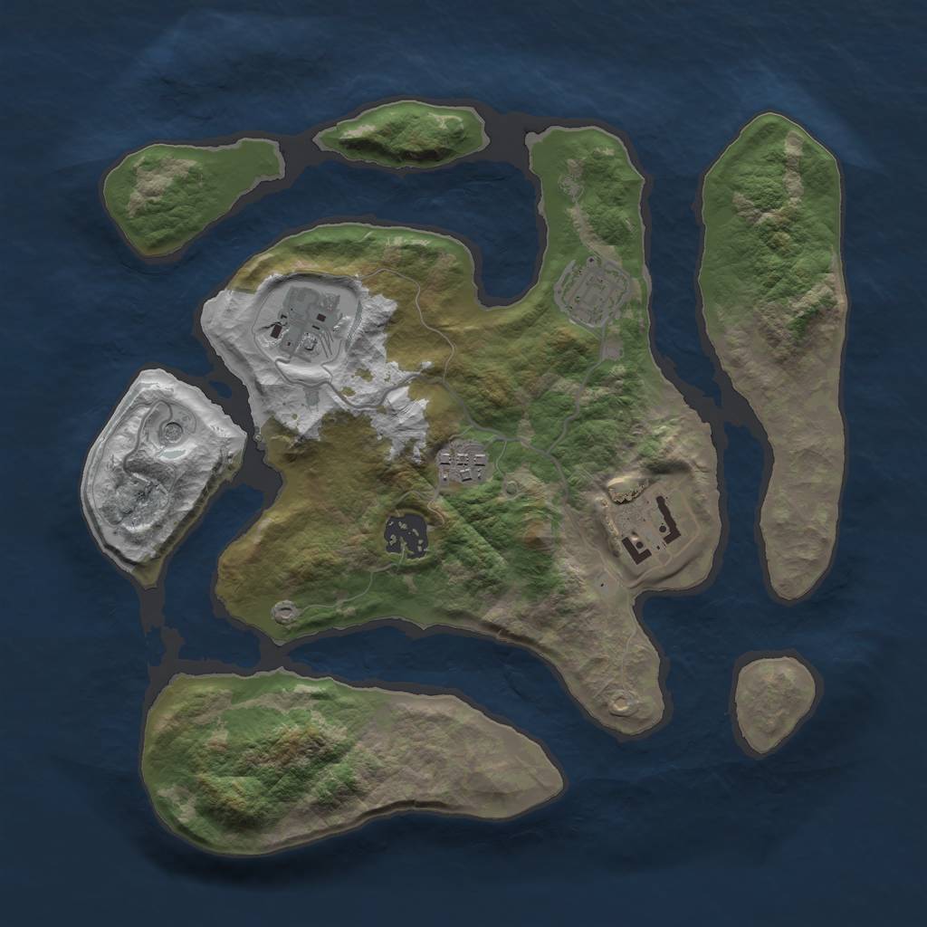 Rust Map: Barren, Size: 3000, Seed: 483668, 8 Monuments