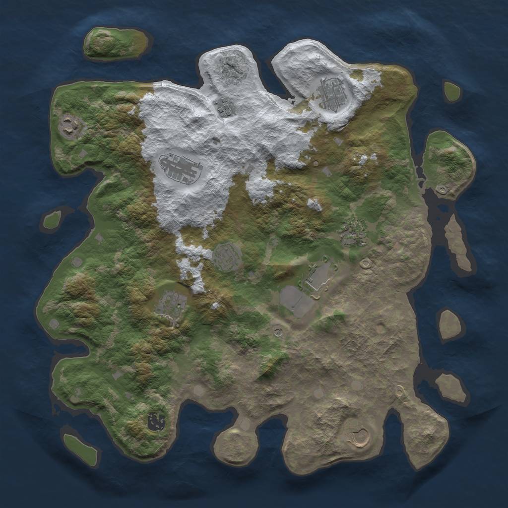 Rust Map: Barren, Size: 4000, Seed: 411594091, 13 Monuments