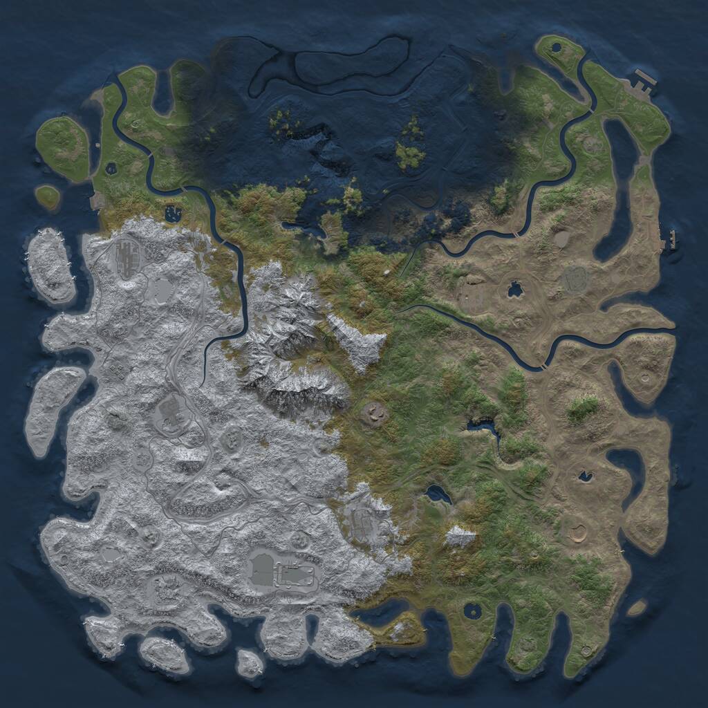 Rust Map: Procedural Map, Size: 6000, Seed: 61974496, 17 Monuments