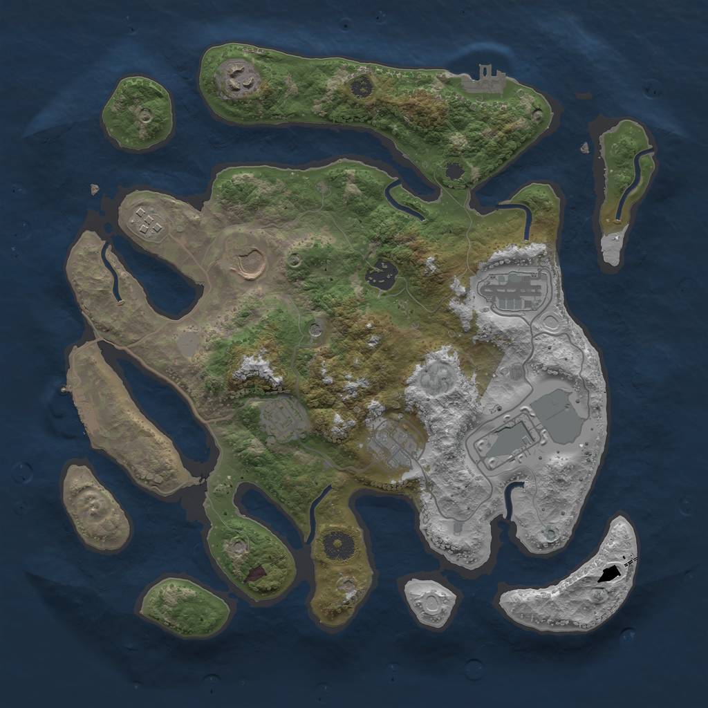 Rust Map: Procedural Map, Size: 3500, Seed: 976574907, 16 Monuments