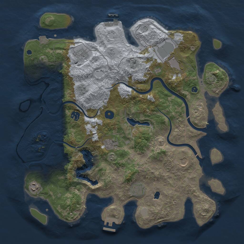 Rust Map: Procedural Map, Size: 4000, Seed: 411594091, 14 Monuments
