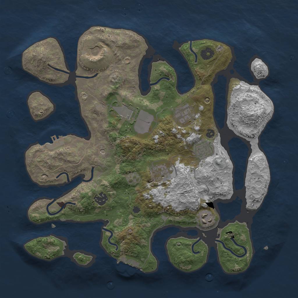Rust Map: Procedural Map, Size: 3500, Seed: 889441537, 18 Monuments