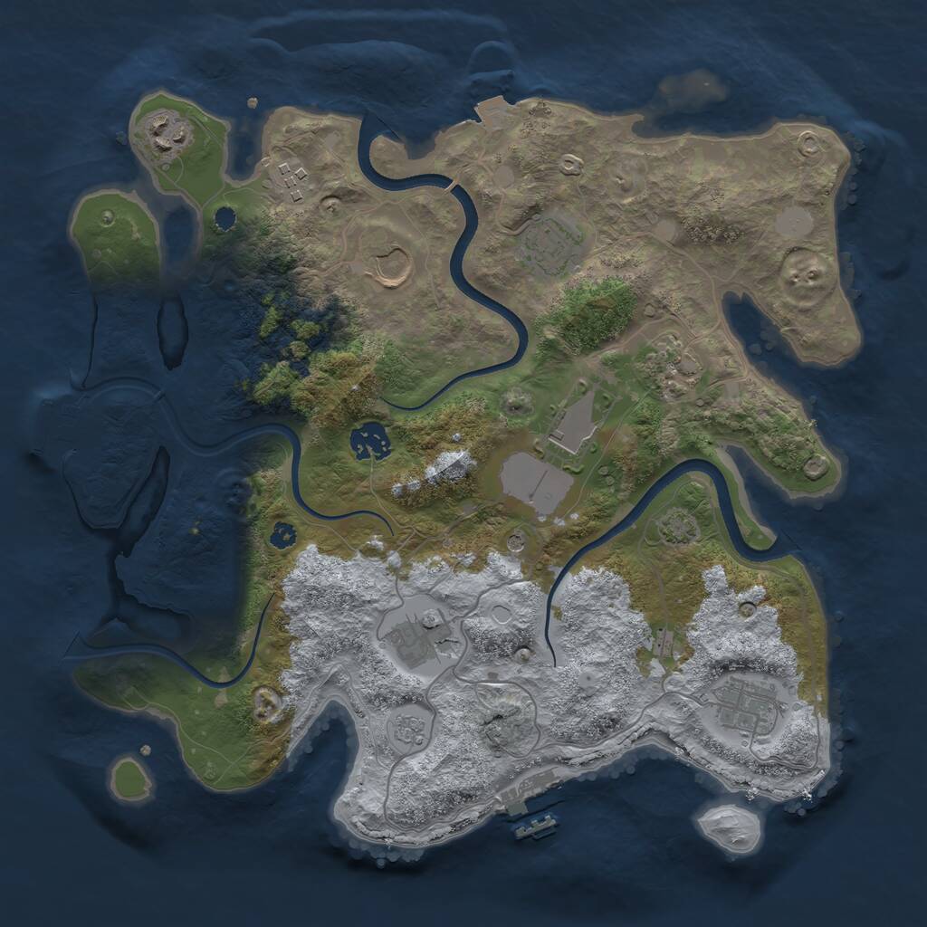 Rust Map: Procedural Map, Size: 3500, Seed: 543415645, 15 Monuments