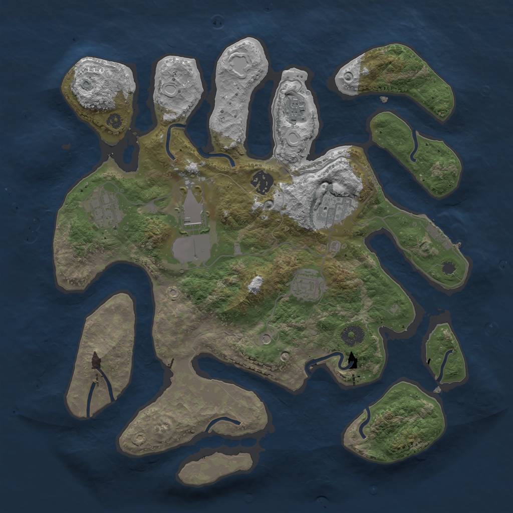 Rust Map: Procedural Map, Size: 3500, Seed: 143, 16 Monuments
