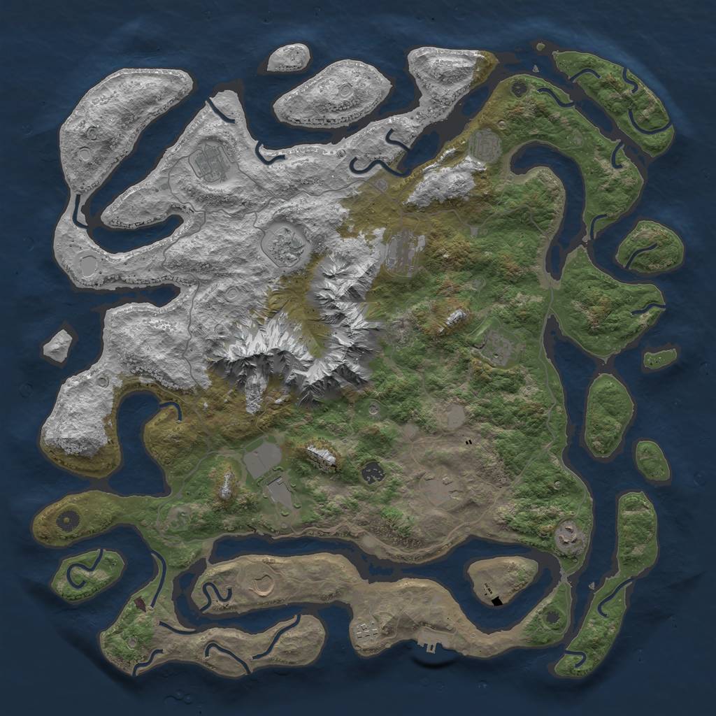 Rust Map: Procedural Map, Size: 5000, Seed: 5214877, 18 Monuments