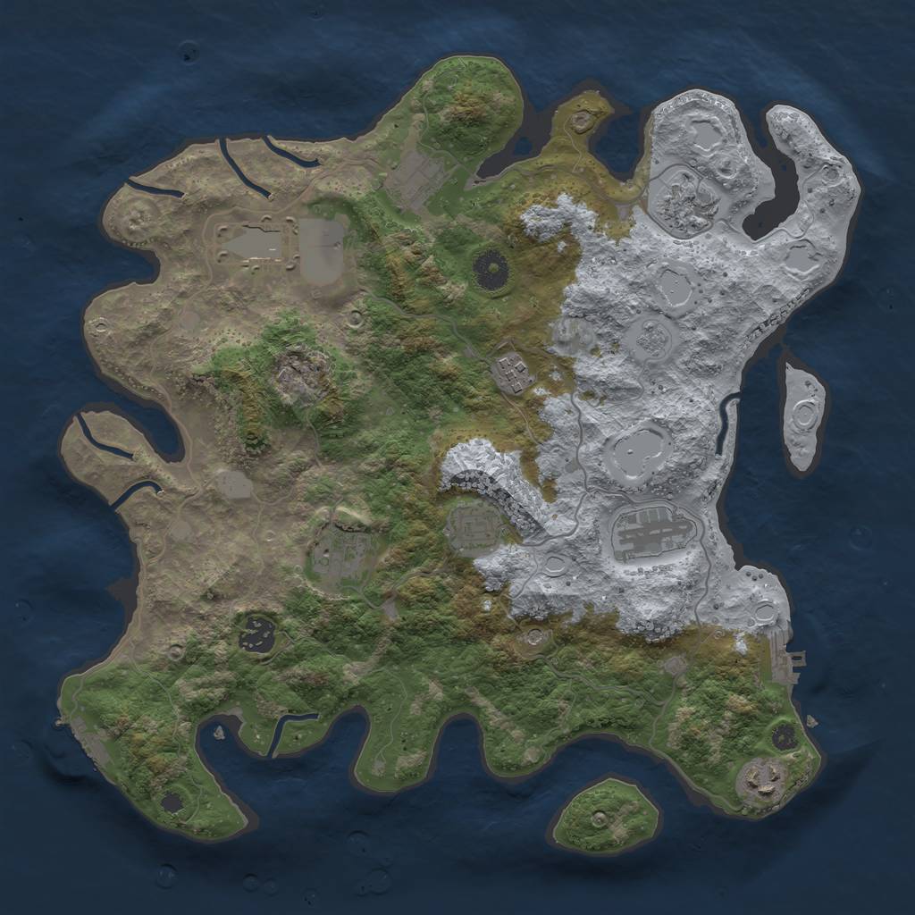 Rust Map: Procedural Map, Size: 3701, Seed: 2147304629, 18 Monuments