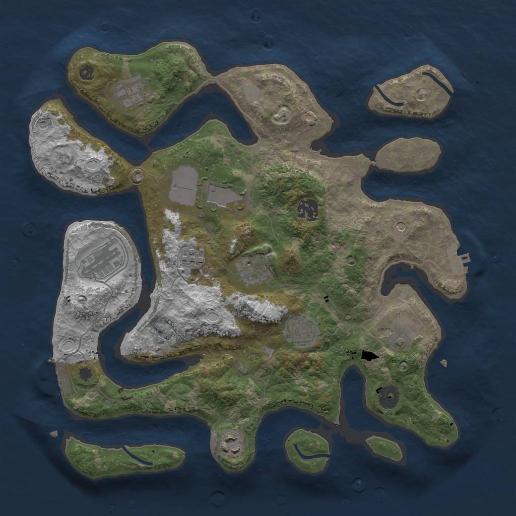 Rust Map: Procedural Map, Size: 3500, Seed: 214214214, 17 Monuments