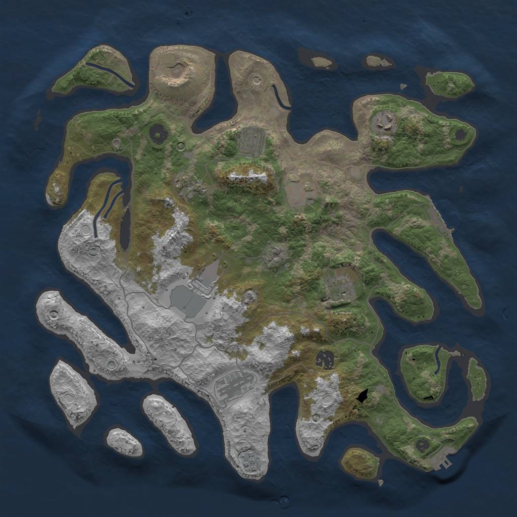 Rust Map: Procedural Map, Size: 4000, Seed: 1260409389, 21 Monuments