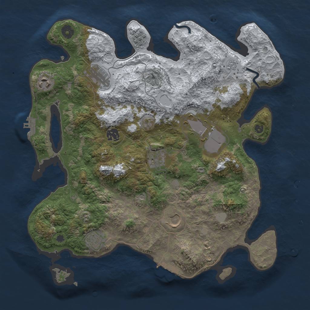 Rust Map: Procedural Map, Size: 3600, Seed: 768704668, 17 Monuments