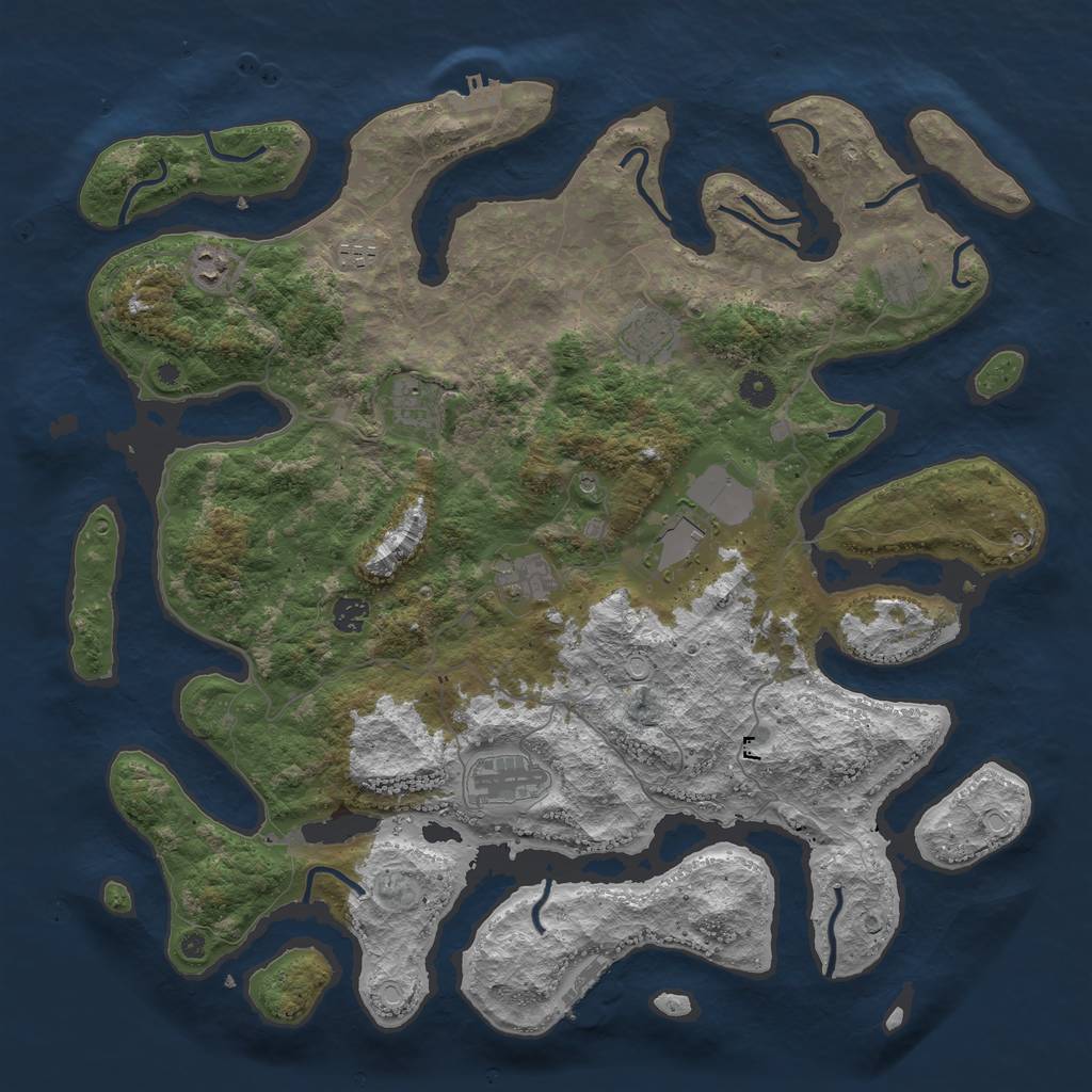 Rust Map: Procedural Map, Size: 4500, Seed: 649915260, 20 Monuments