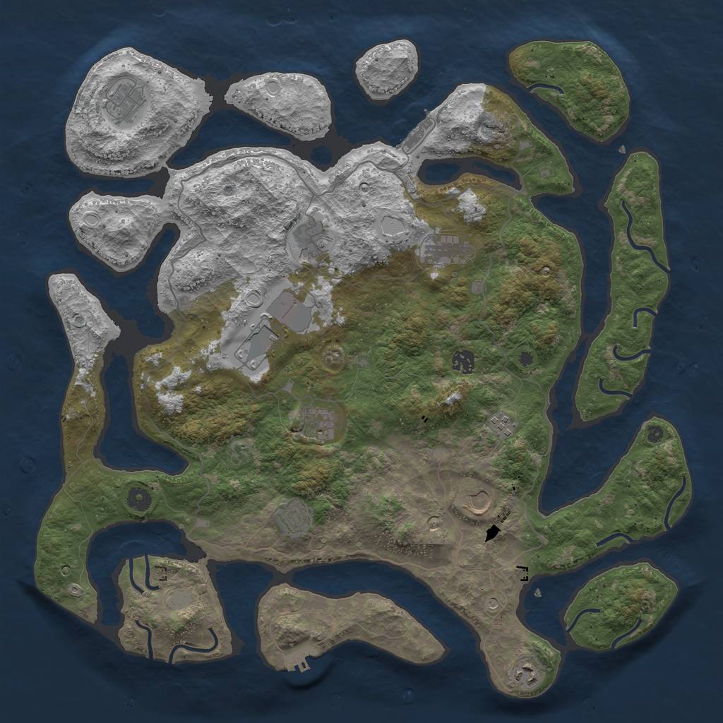 Rust Map: Procedural Map, Size: 4500, Seed: 1823695733, 18 Monuments