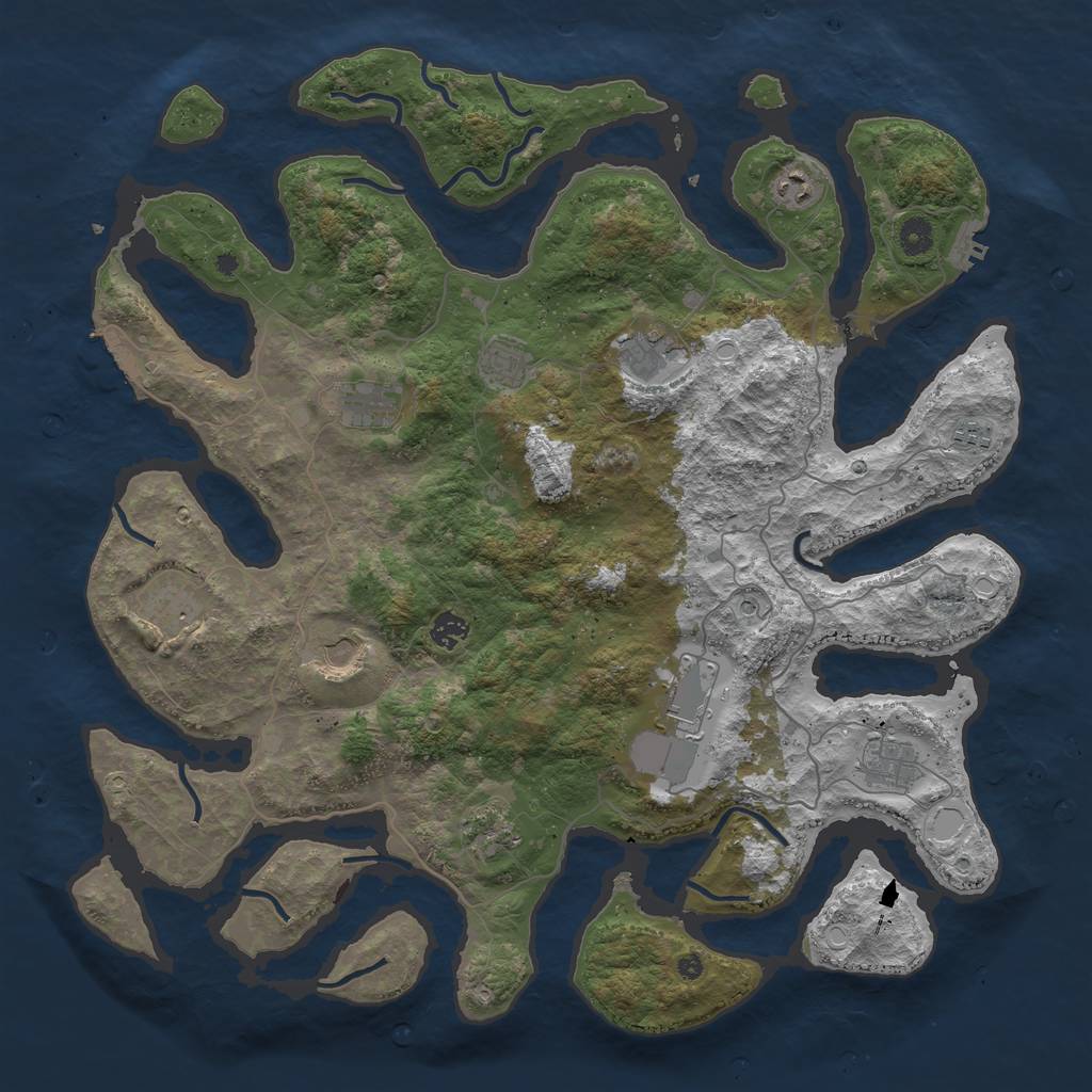 Rust Map: Procedural Map, Size: 4500, Seed: 2091609502, 22 Monuments