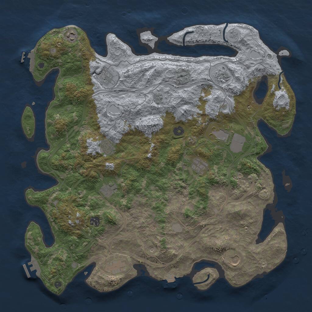 Rust Map: Procedural Map, Size: 4500, Seed: 1839123872, 17 Monuments