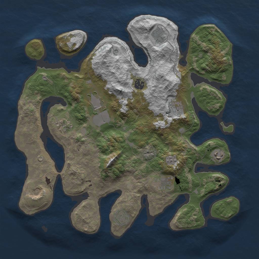 Rust Map: Barren, Size: 3950, Seed: 1923, 13 Monuments