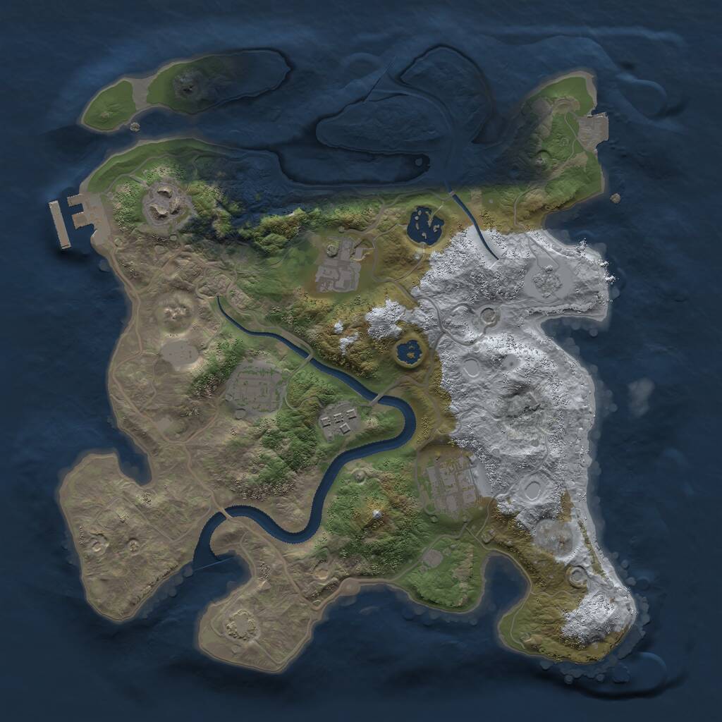 Rust Map: Procedural Map, Size: 3000, Seed: 874445517, 11 Monuments