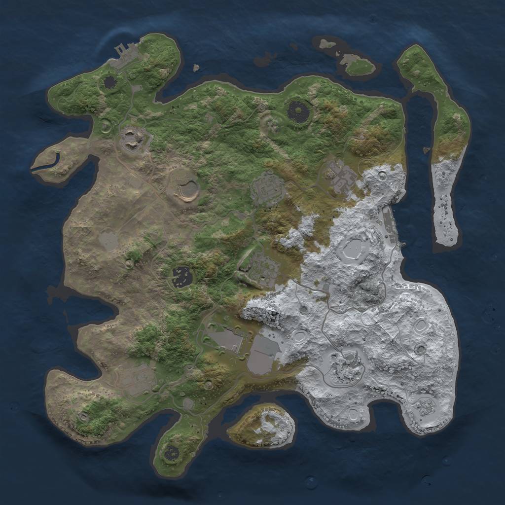 Rust Map: Procedural Map, Size: 3500, Seed: 10002020, 17 Monuments