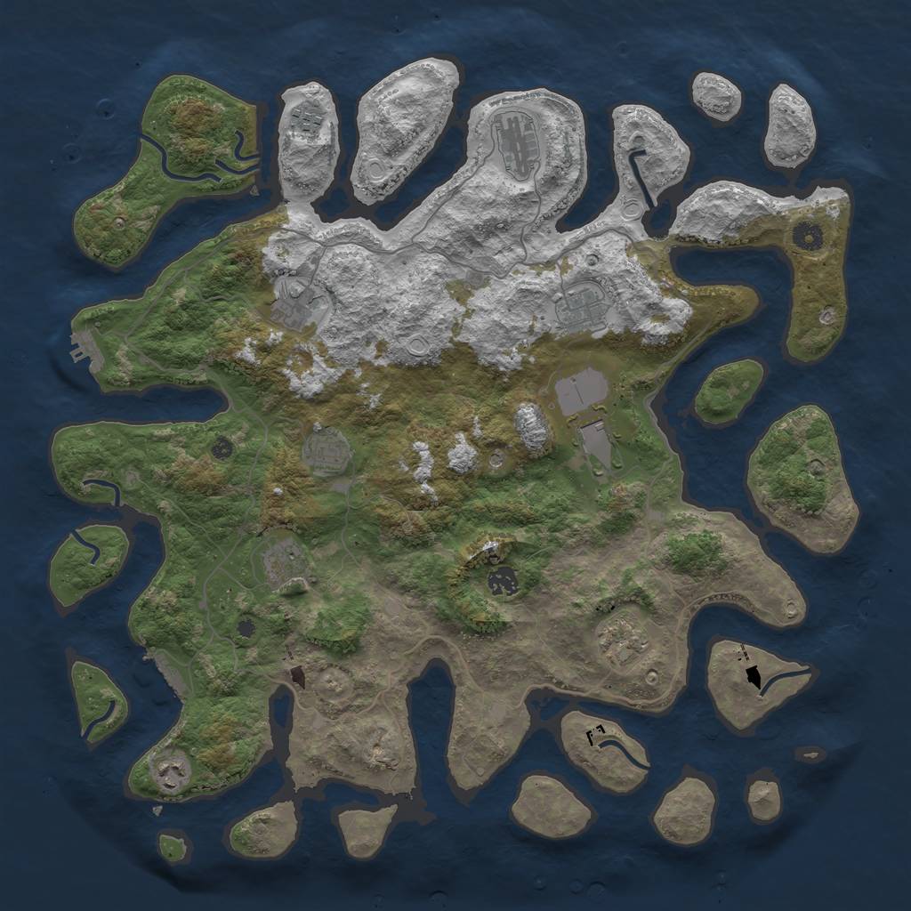 Rust Map: Procedural Map, Size: 4500, Seed: 591190290, 21 Monuments