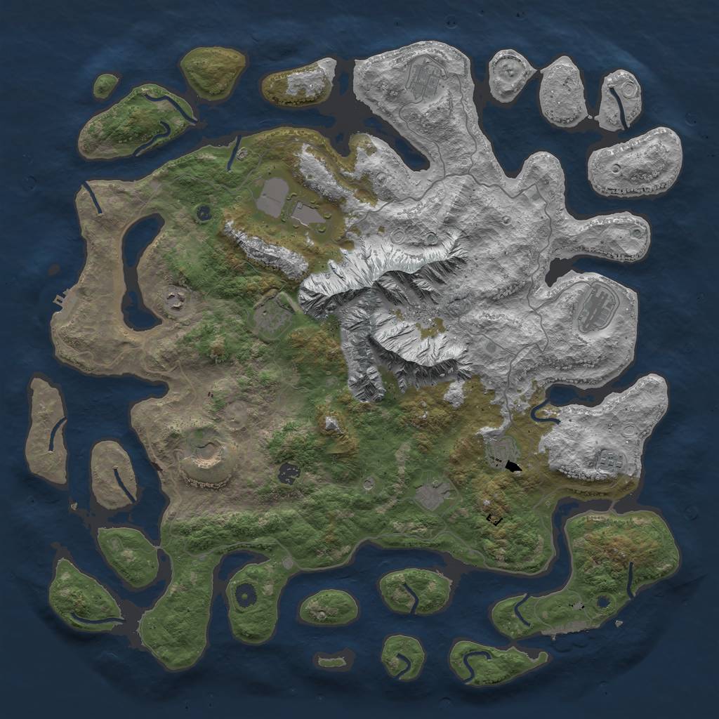 Rust Map: Procedural Map, Size: 5000, Seed: 6826, 21 Monuments