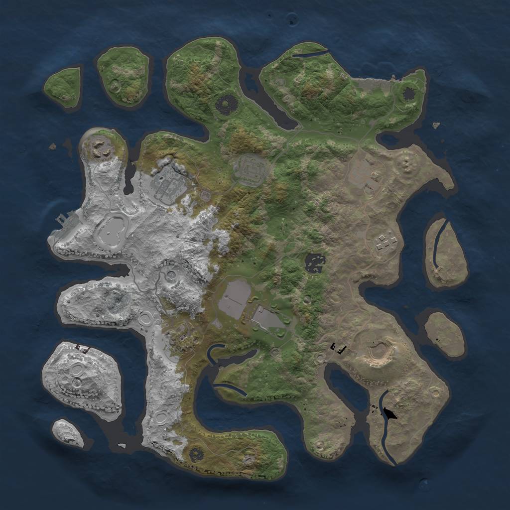 Rust Map: Procedural Map, Size: 3600, Seed: 18450263, 17 Monuments