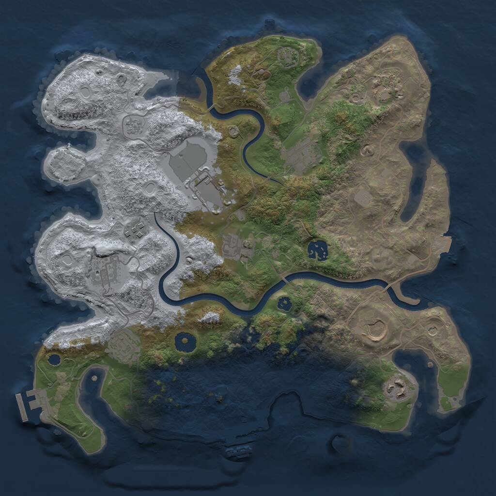 Rust Map: Procedural Map, Size: 3500, Seed: 147798147, 16 Monuments