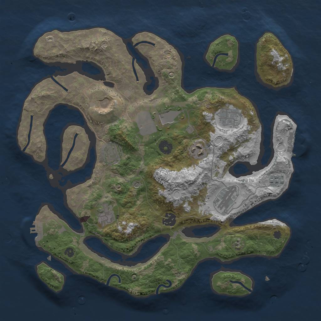 Rust Map: Procedural Map, Size: 3500, Seed: 806552841, 20 Monuments