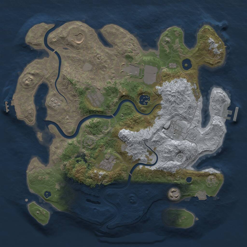 Rust Map: Procedural Map, Size: 3500, Seed: 806552841, 14 Monuments