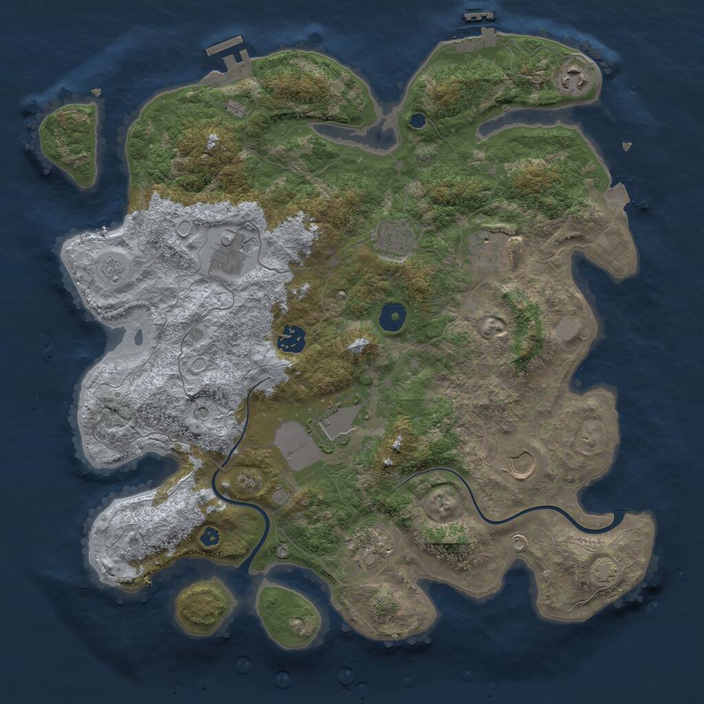 Rust Map: Procedural Map, Size: 3750, Seed: 78009, 14 Monuments