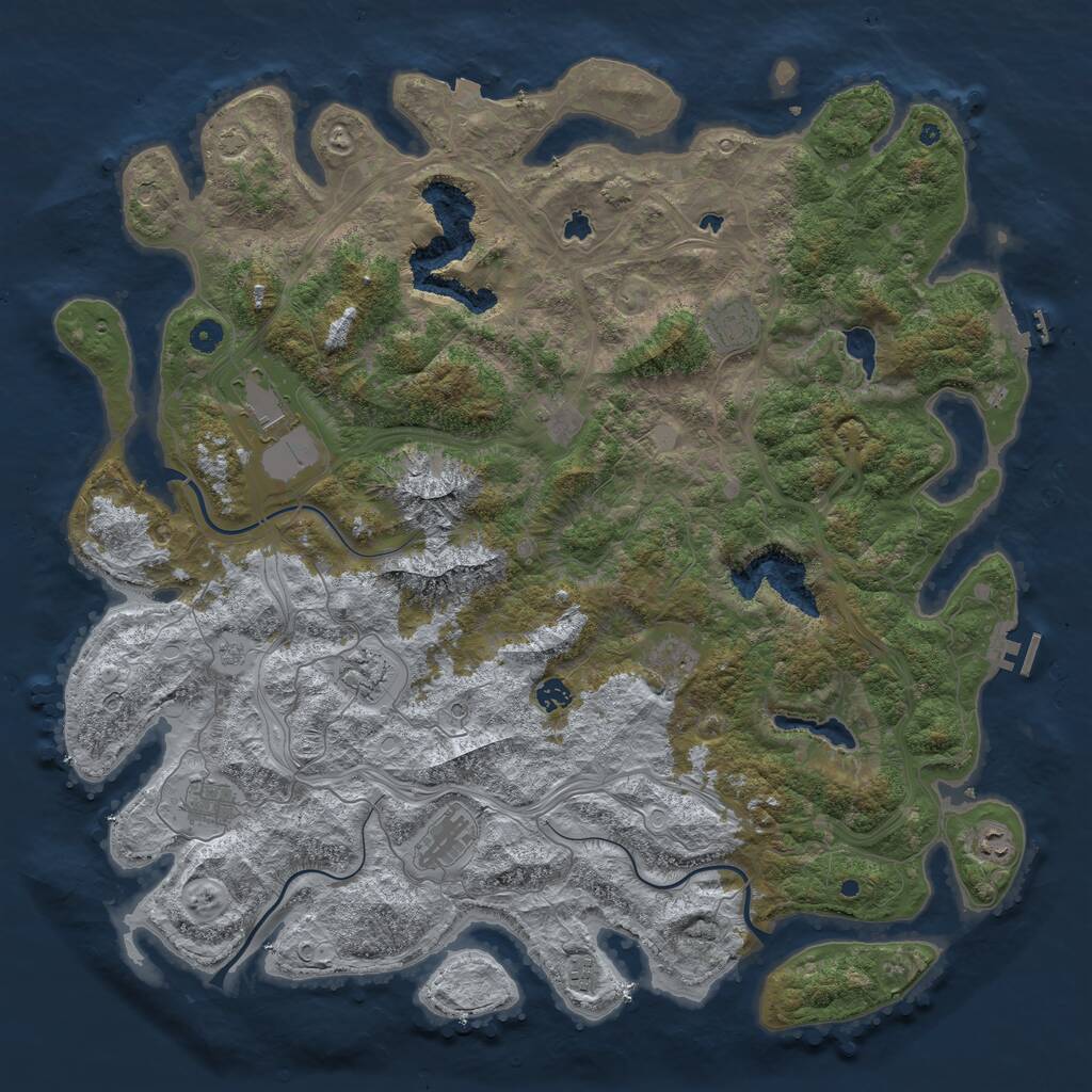 Rust Map: Procedural Map, Size: 5000, Seed: 222, 16 Monuments