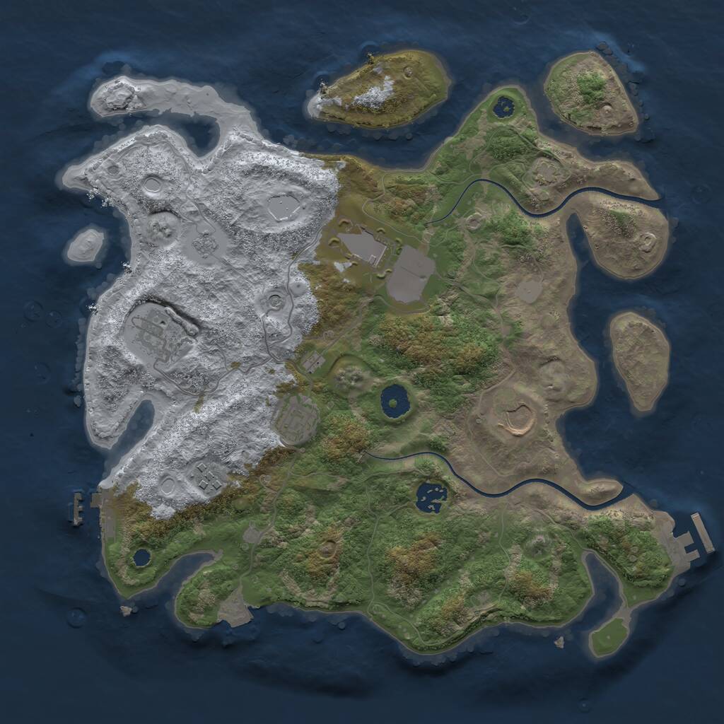 Rust Map: Procedural Map, Size: 3500, Seed: 379, 12 Monuments