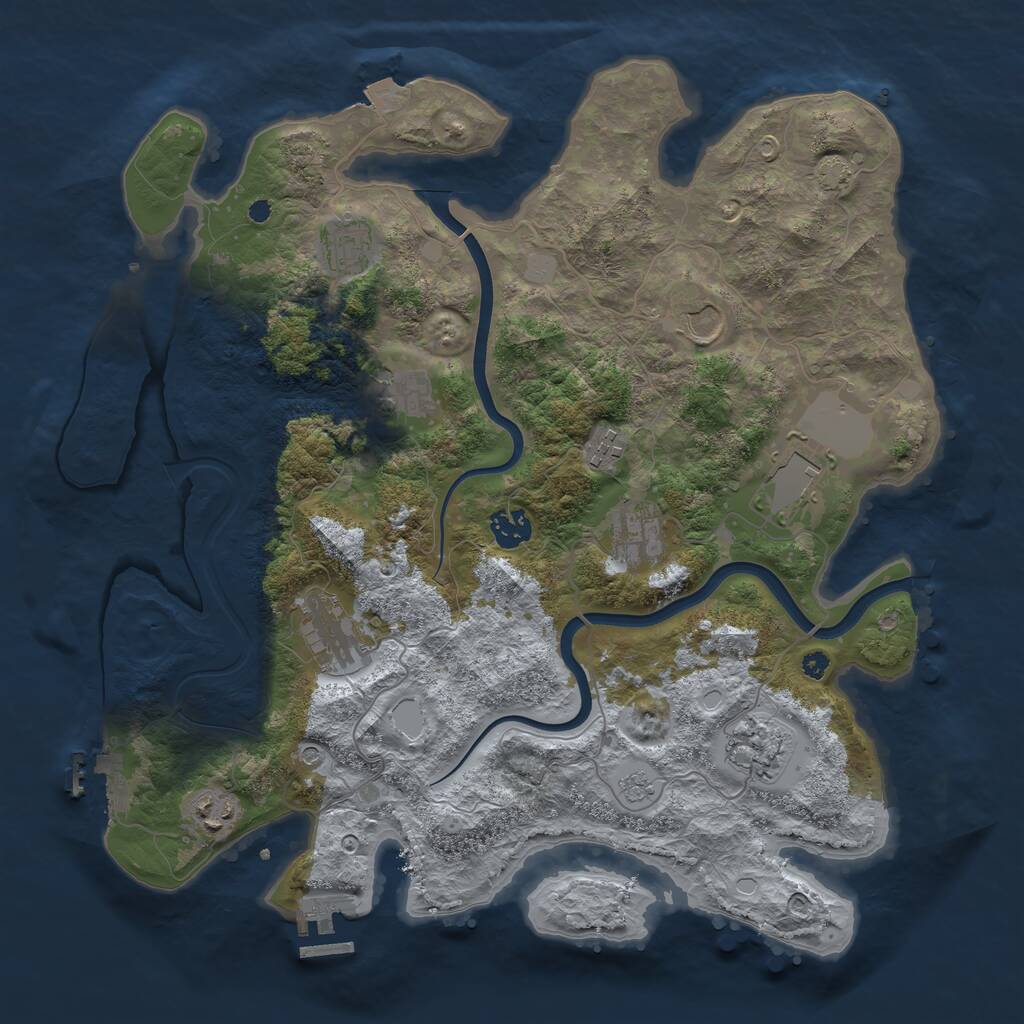 Rust Map: Procedural Map, Size: 3800, Seed: 32314, 16 Monuments