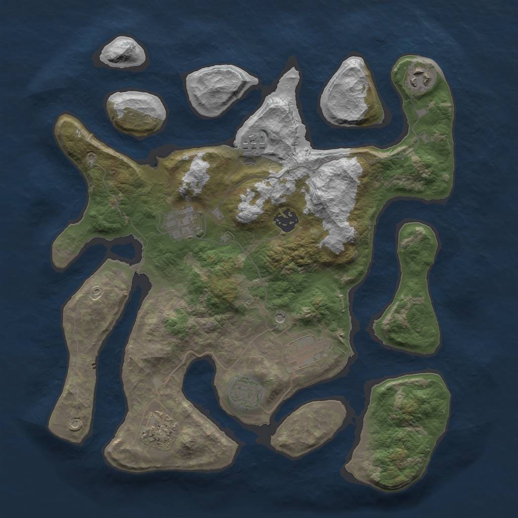 Rust Map: Barren, Size: 3450, Seed: 233, 10 Monuments