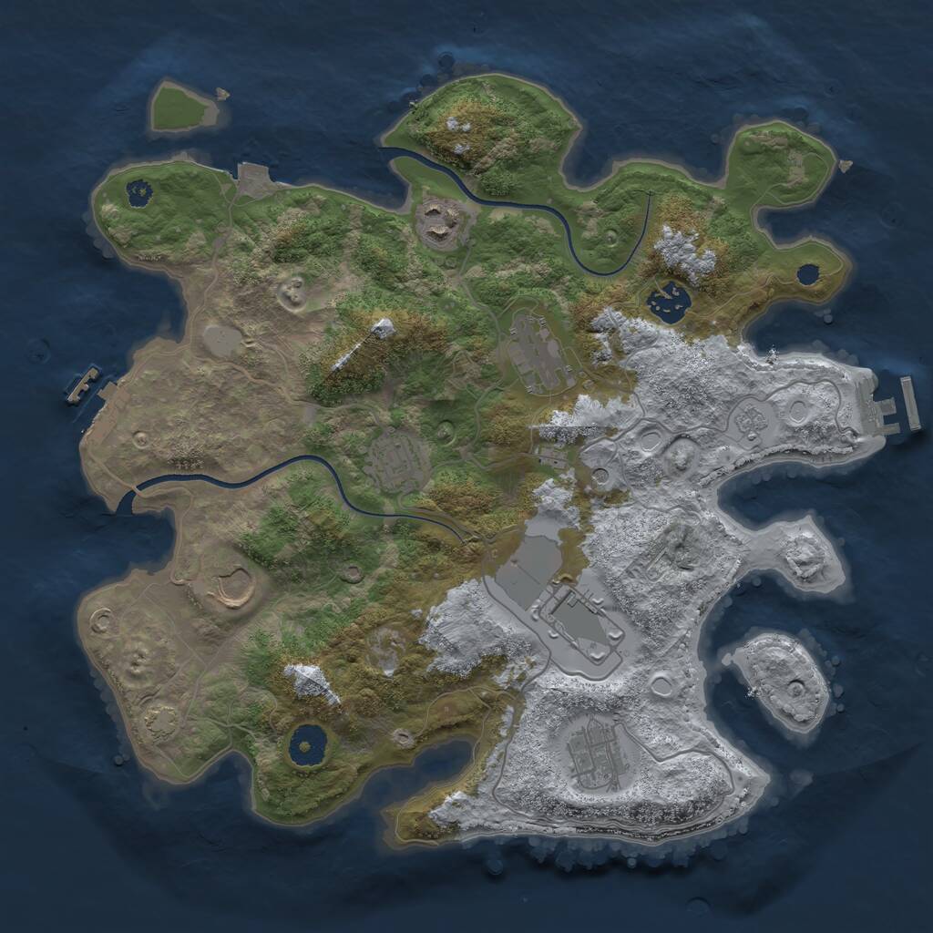 Rust Map: Procedural Map, Size: 3500, Seed: 328268, 13 Monuments