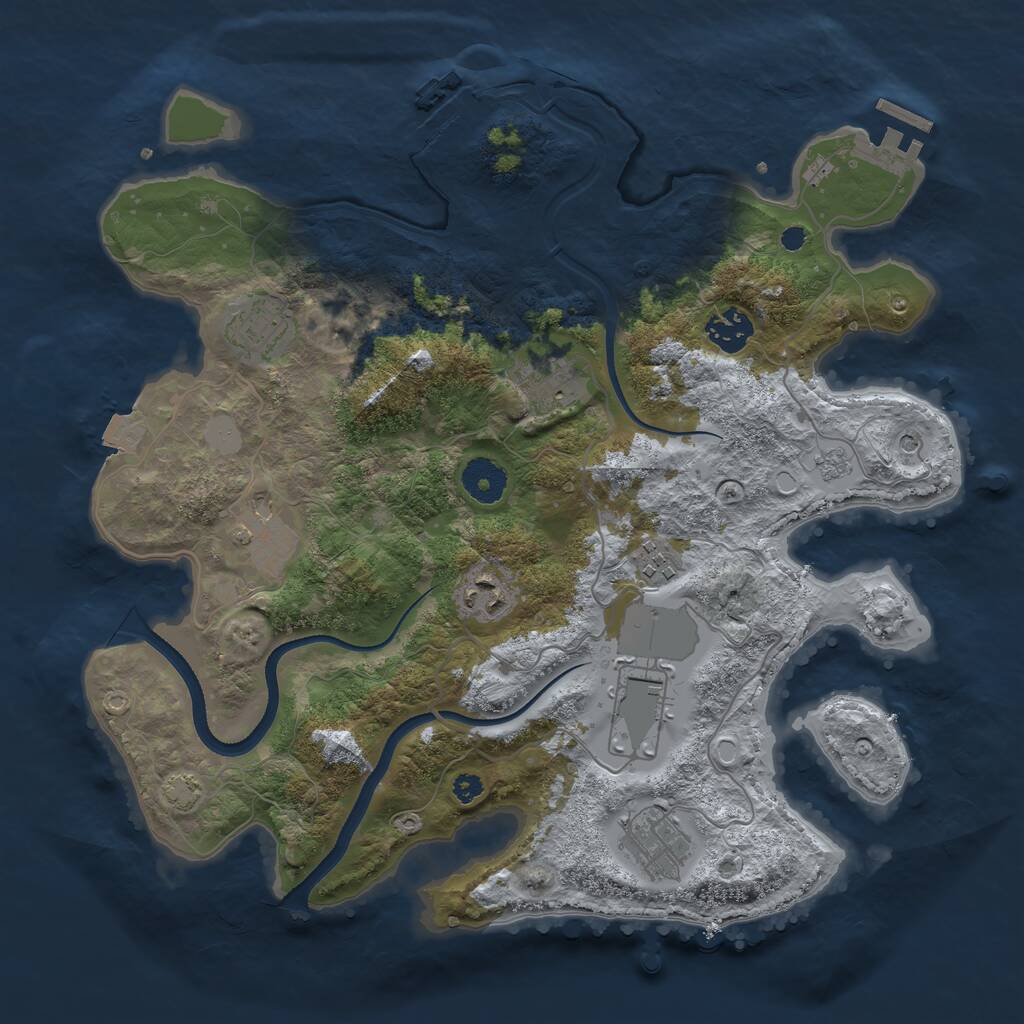 Rust Map: Procedural Map, Size: 3500, Seed: 328268, 14 Monuments