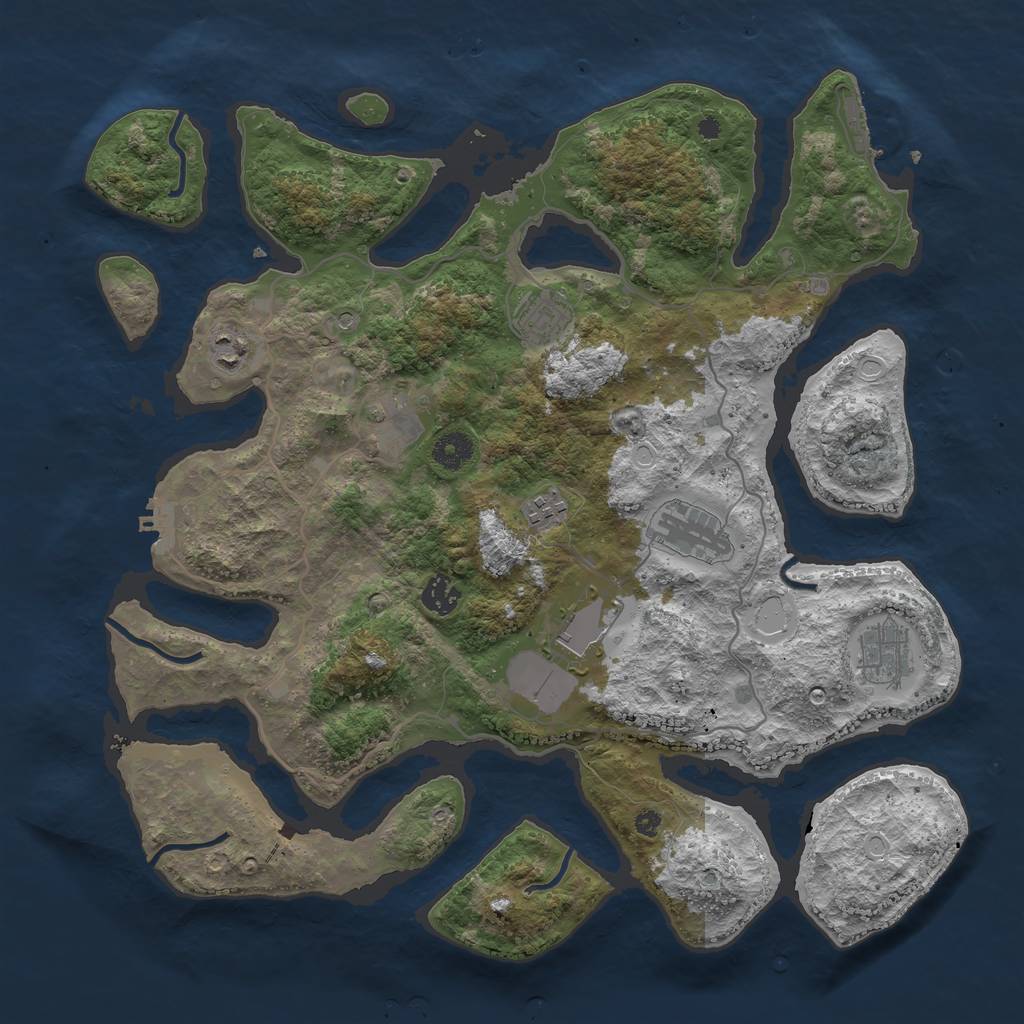 Rust Map: Procedural Map, Size: 4000, Seed: 1893182123, 19 Monuments