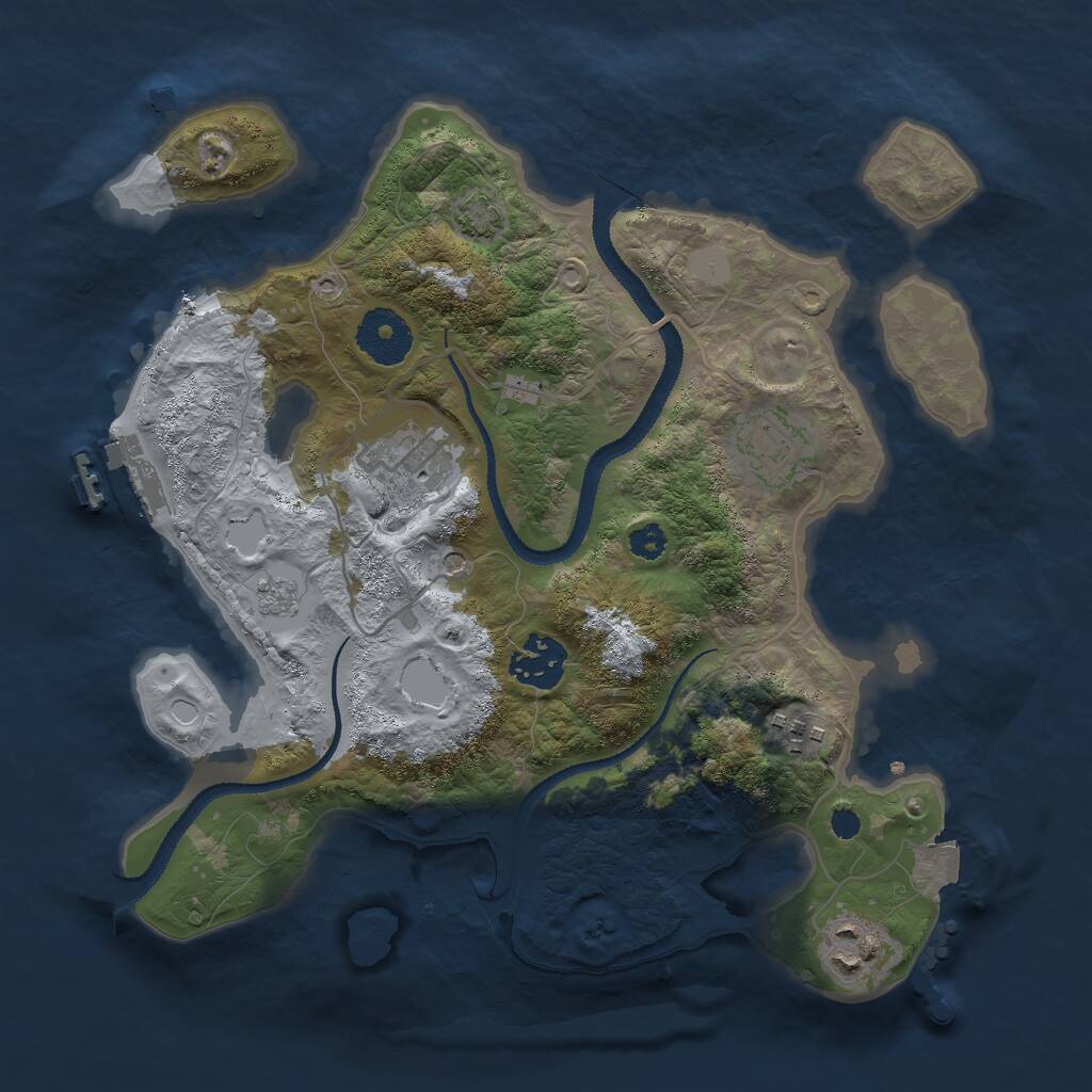 Rust Map: Procedural Map, Size: 3000, Seed: 5235535, 10 Monuments