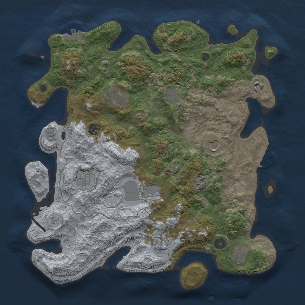 Rust Map: Procedural Map, Size: 4000, Seed: 61220952, 17 Monuments