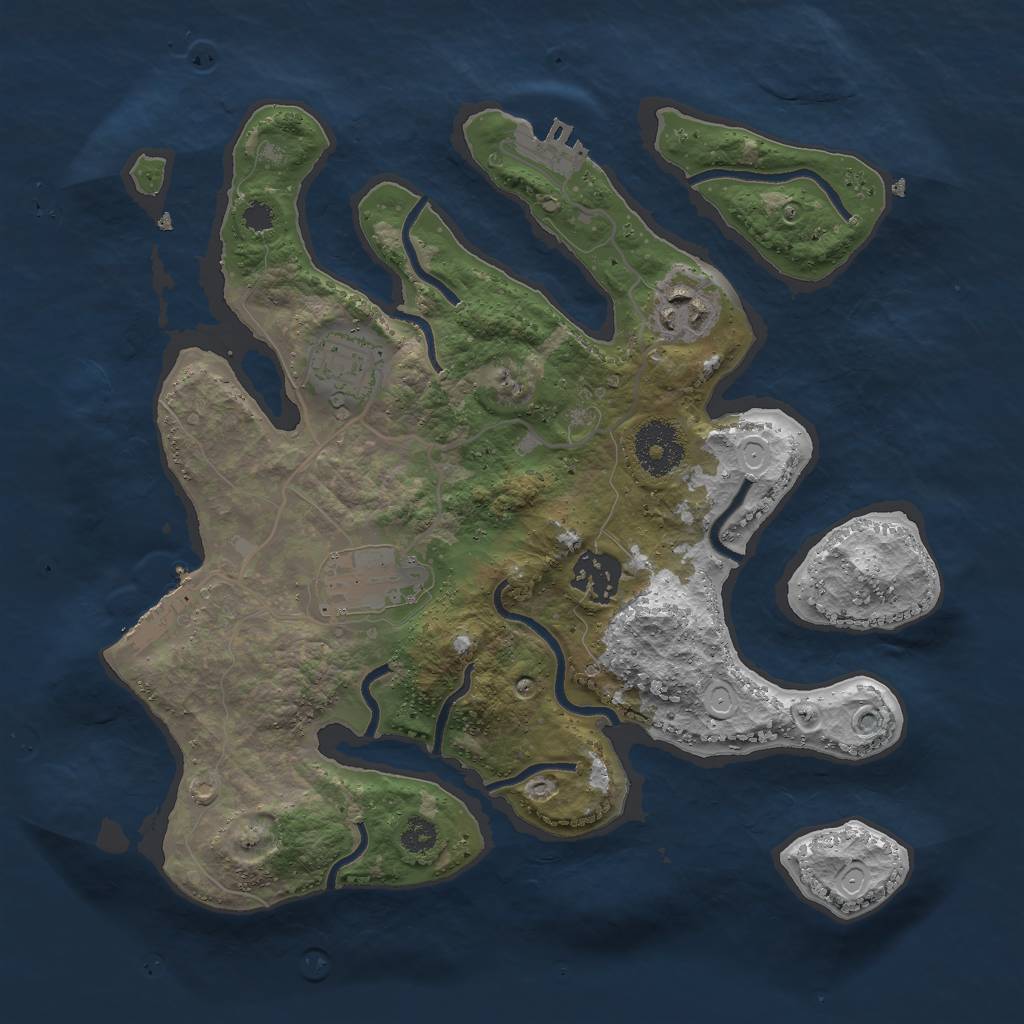Rust Map: Procedural Map, Size: 3000, Seed: 2451, 11 Monuments