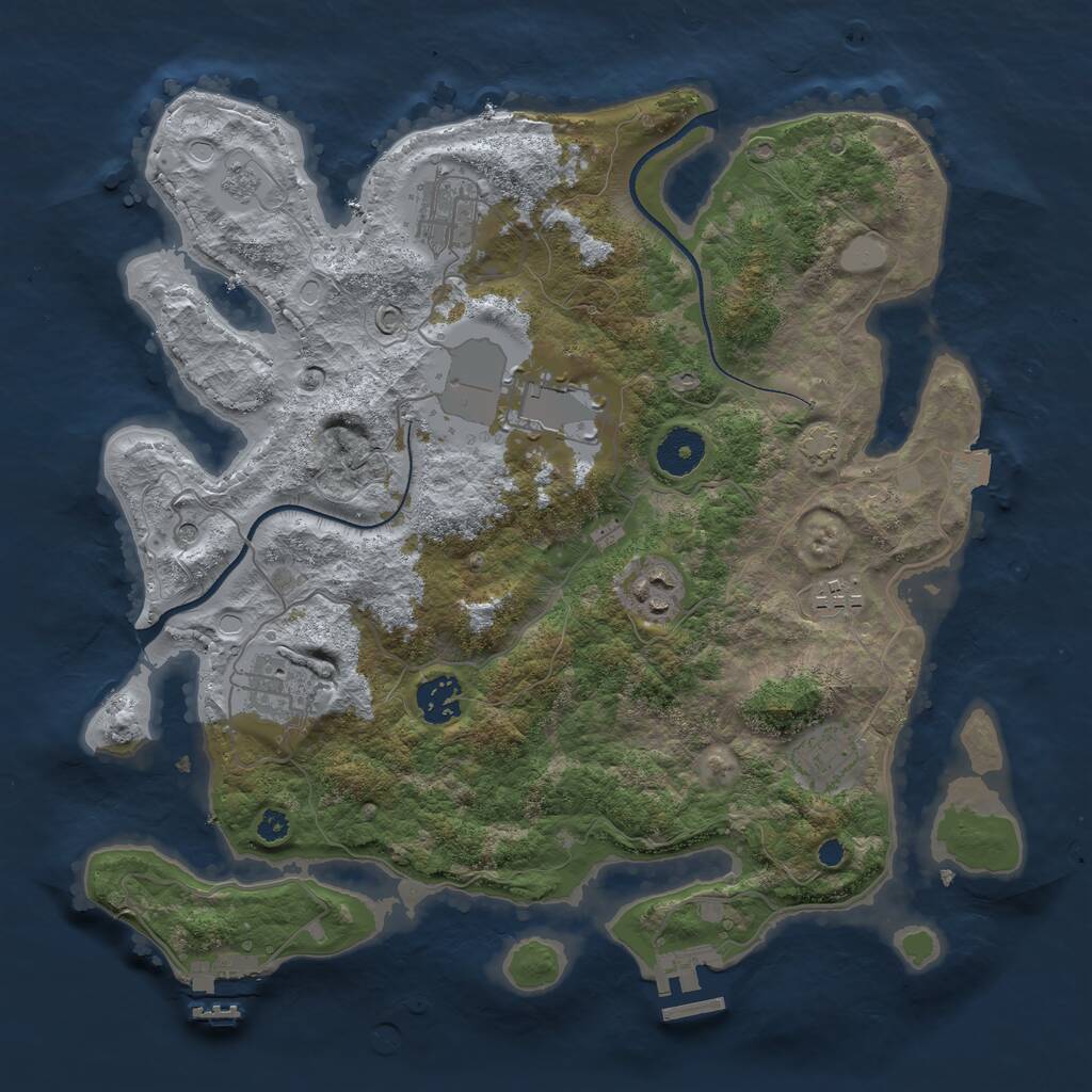 Rust Map: Procedural Map, Size: 3502, Seed: 13832, 13 Monuments