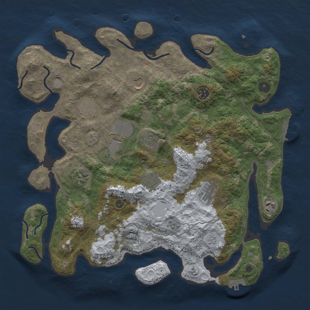 Rust Map: Procedural Map, Size: 4000, Seed: 305895686, 19 Monuments