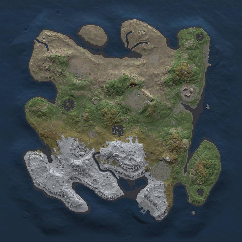 Rust Map: Procedural Map, Size: 3000, Seed: 1168706672, 12 Monuments