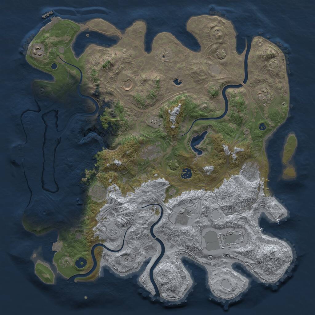 Rust Map: Procedural Map, Size: 4300, Seed: 1068904053, 16 Monuments