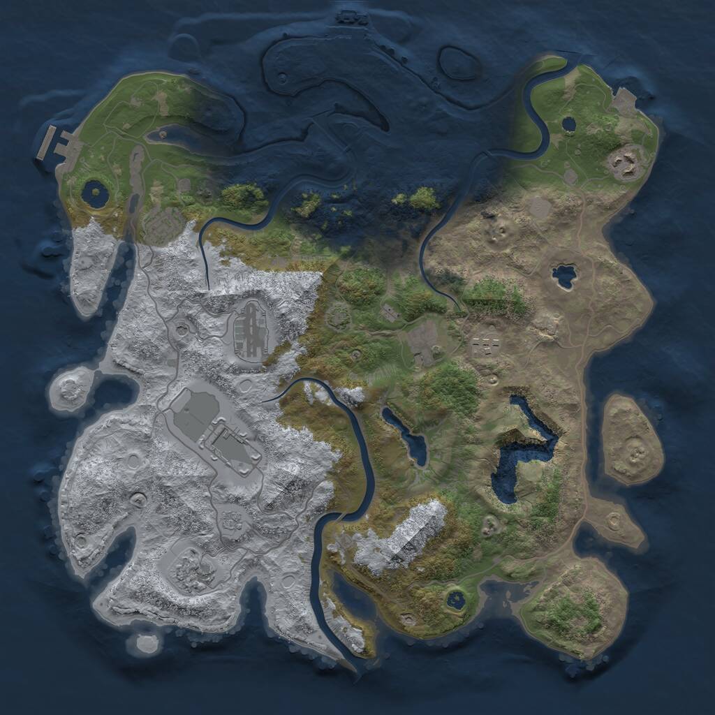 Rust Map: Procedural Map, Size: 4000, Seed: 1545857, 13 Monuments