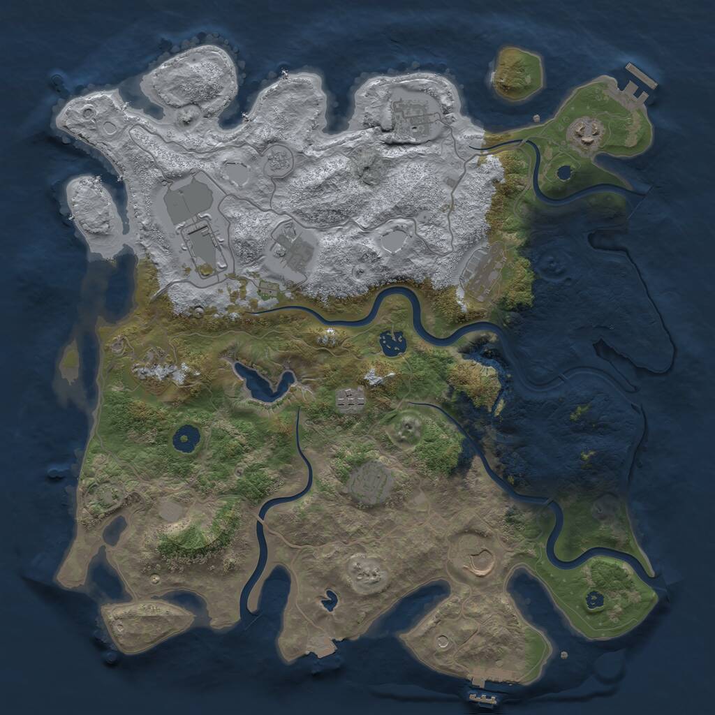 Rust Map: Procedural Map, Size: 4000, Seed: 14825, 16 Monuments