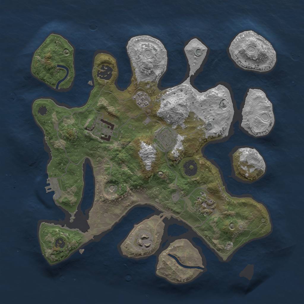 Rust Map: Procedural Map, Size: 3000, Seed: 627077, 13 Monuments